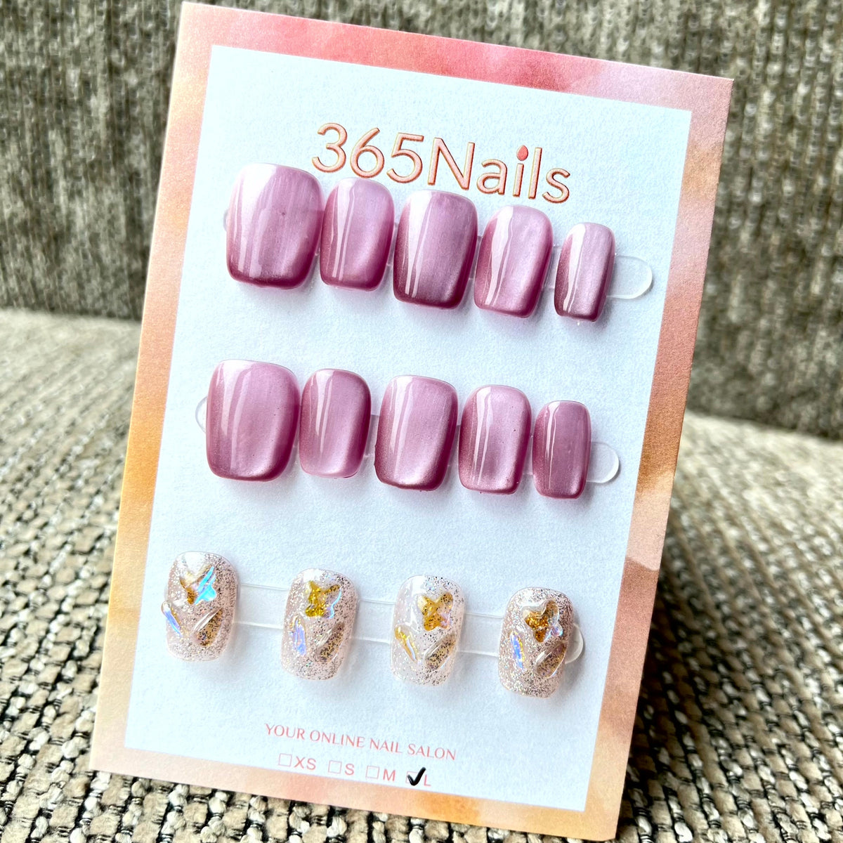 Mauve Butterfly press-on nails