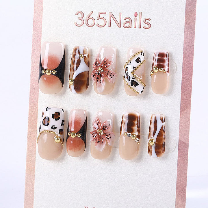 Caramel Leopard press-on nails