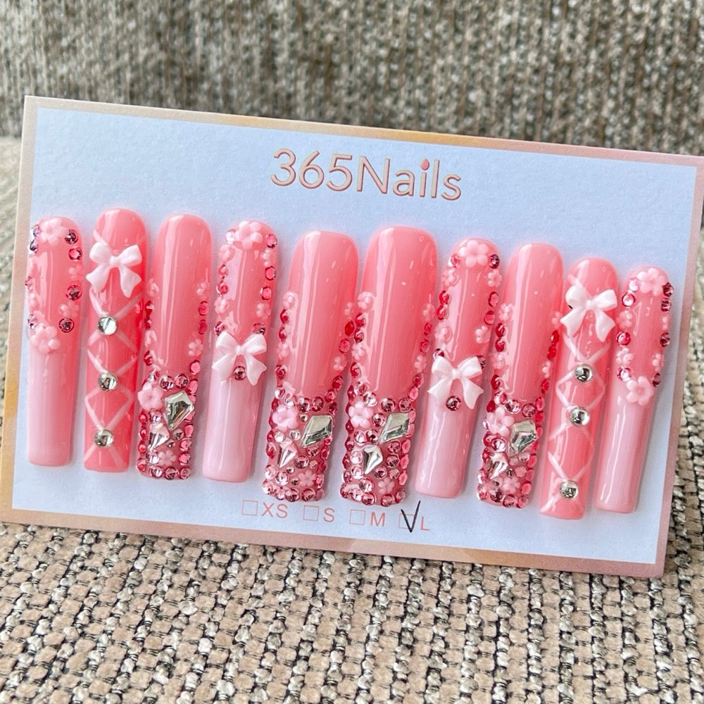 Pink Bow Fantasy press-on nails