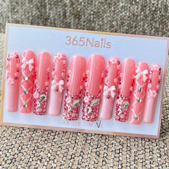 Pink Bow Fantasy press-on nails