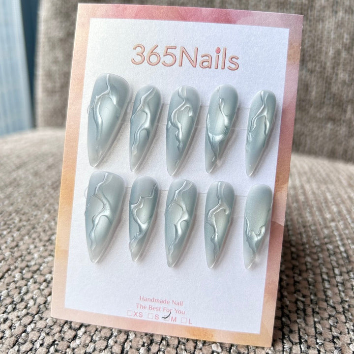 Silver Mist press-on nails