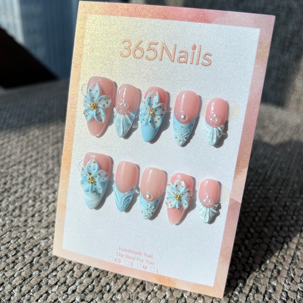Cinderella Blue press-on nails