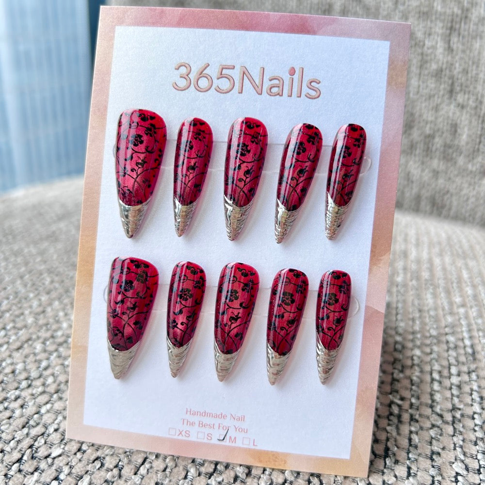 Crimson Empress press-on nails