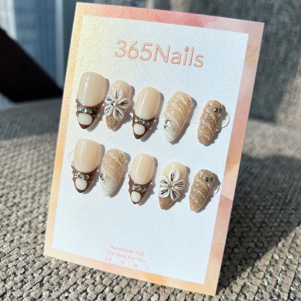 Mocha Latte press-on nails