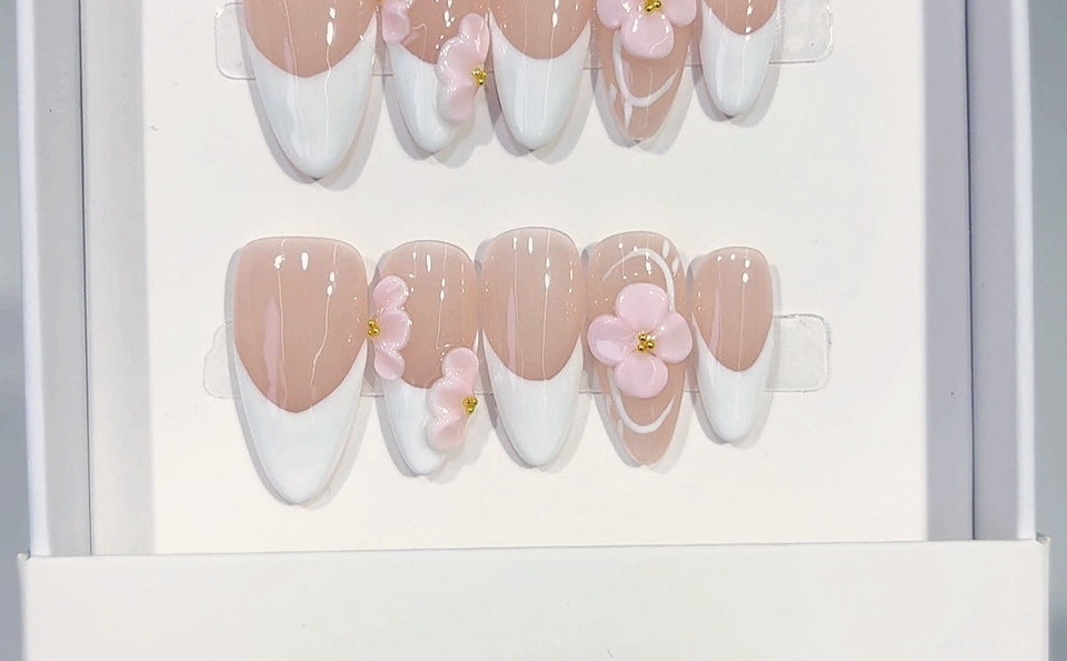 Blush Cherry French press-on nails