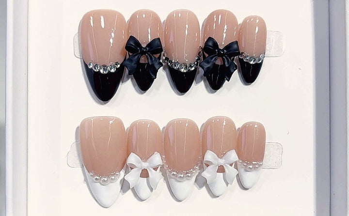 Bow French press-on nails