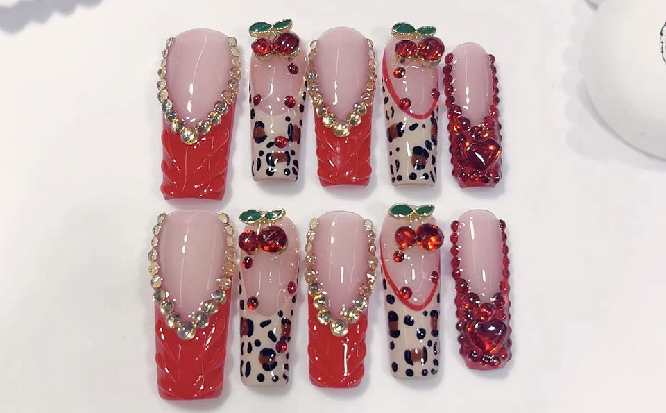 Cherry Crush press-on nails