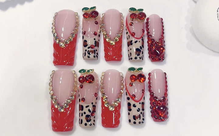Cherry Crush press-on nails