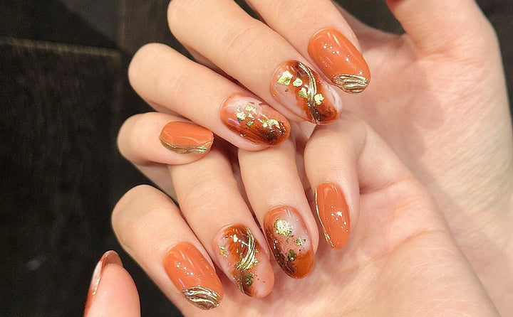 Gilded Amber press-on nails