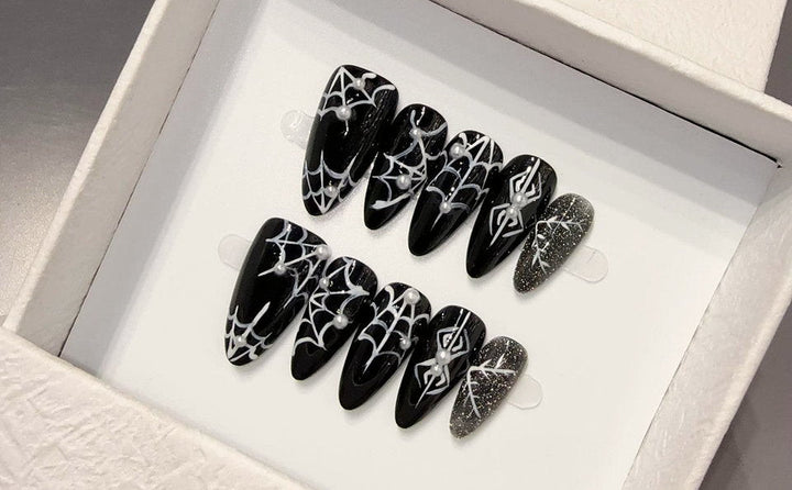 Midnight Web press-on nails