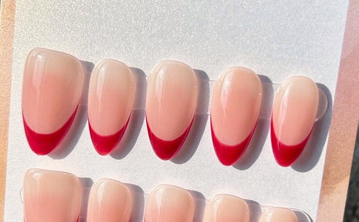 Red French press-on nails
